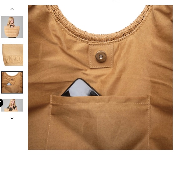 Bay Sky Woven Fringe Tote. Color: Natural - New - Picture 5 of 6